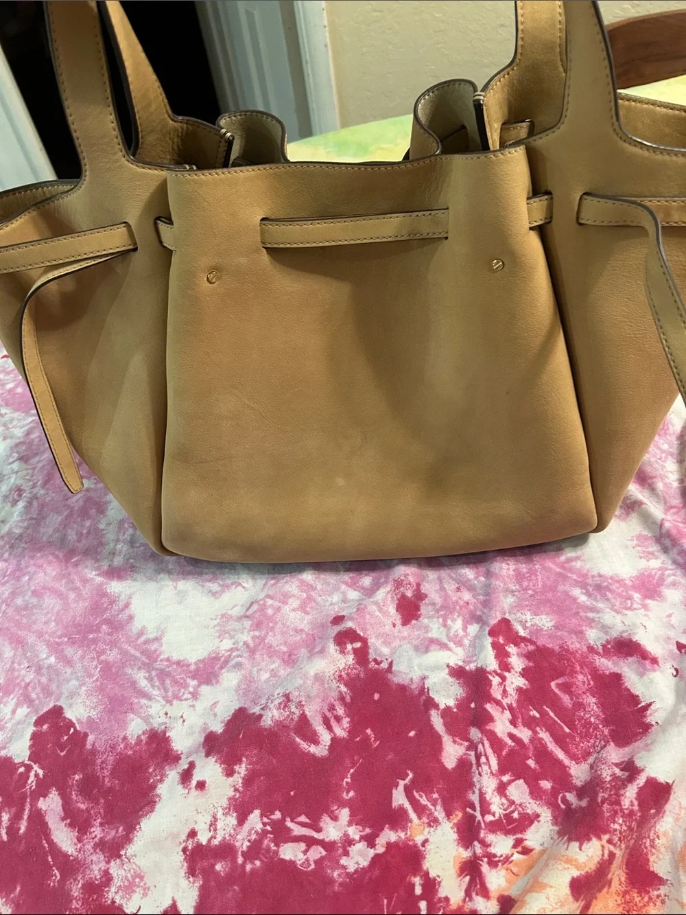 Tory Burch Romy Nubuck wheat leather tote